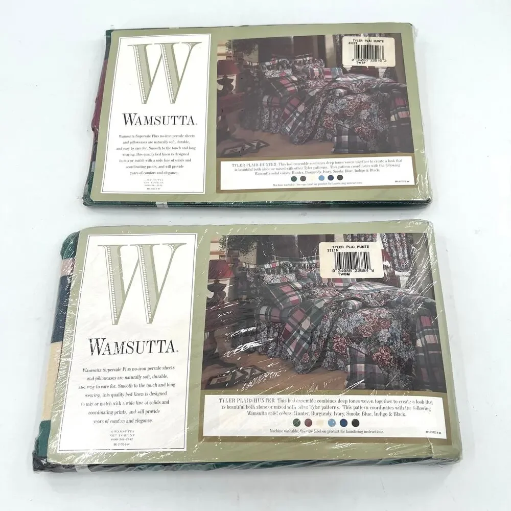 Vintage Wamsutta Supercale Plus 200 Thread Count plaid sheet set